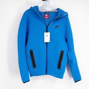 Nike Tech Fleece Full Zip Hoodie Bright Blue Mens Size Small FB7921 435